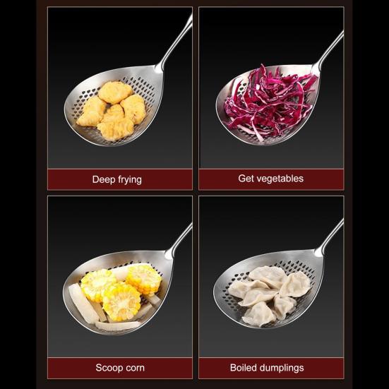 Большой набор шумовок, сито для пасты из нержавеющей стали, дуршлаг, половник с зажимом для еды, ложка для фритюрницы, совок для жарки, готовки, сервировки