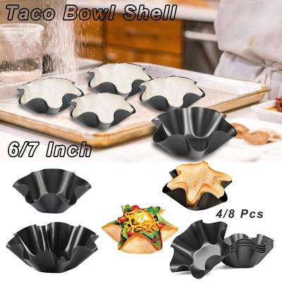 6/7 дюймов, 4/8 упаковки, антипригарная рифленая сковорода для тортильи, тако, салатница, кастрюли, скорлупа, форма для яиц, пирогов, формы для выпечки цветов, форма для бриоши