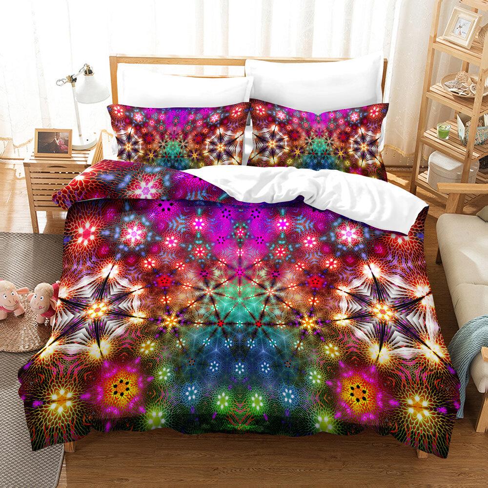 Art Visual Space 3D Digital Printing Three-Piece Quilt Cover Sheet Kit