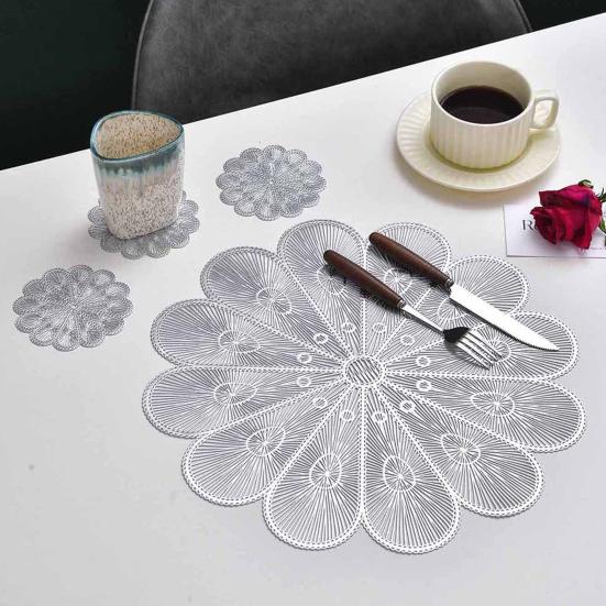 PVC Placemat Heat Insulation Table Mat Cup Pads Non-Slip Coaster for Dining Table Protects Table from Burns Stains Home Kitchen Bar Decor