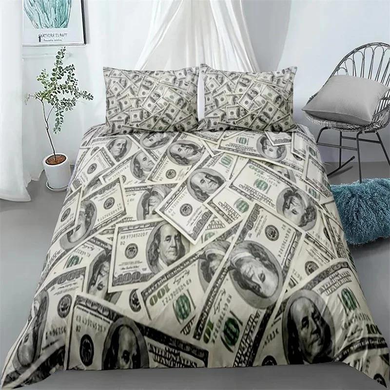 Комплект постельного белья с 3D-печатью в виде долларовых купюр, пододеяльник, одеяло, наволочка, размер King Queen Twin для мальчиков и девочек взрослых