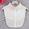 Fashion White/Black Womens Chiffon Fake Collar Solid Shirt Hollow False Collar Female Lapel Shirt Blouse Top Detachable Collar