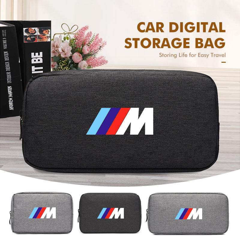 Car Digital Storage Bag USB Data Cable Organizer Accessories For BMW E70 E91 E30 G30 E53 M3 M5 X6 X4 X7 E92 E93 X1 X3 X5 PU0