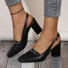 Fashion 2025 New Summer Elegant Square Toe High Heels Women Fashion Women's Slingback Pumps Plus Size  Office Dress Sandals Women