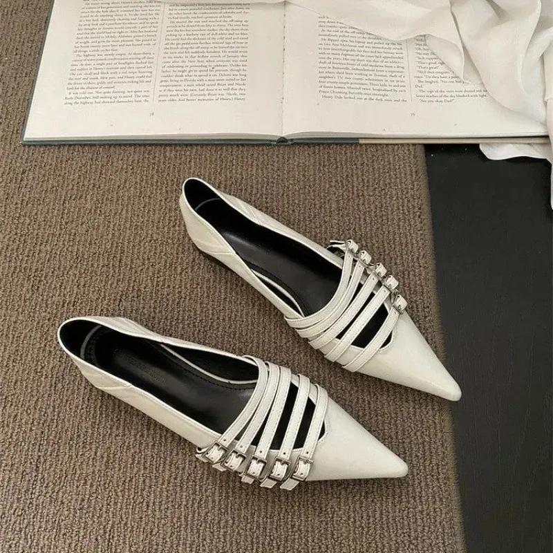 2024 New 2024 Spring Women Mary Jane Shoes 2024 Thin Band Shallow Pointed Toe Ladies Elegant Low Heel Shoes Woman Slip On Pumps