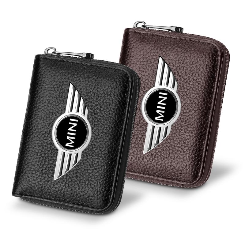 Leather Car Driver's License ID Card Bank Card Wallet Car Styling For BMW Mini Cooper F54 F55 F56 R56 R60 SONE Roadster Clubman Coupe