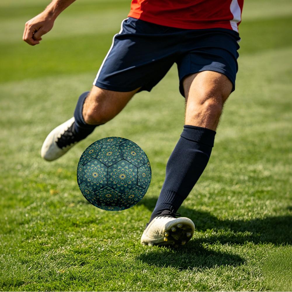 1pc Peacock Feather Theme Soccer Ball Football, Size 5, Lightweight PVC, Outdoor Training Soccer Ball,Gift c6565