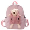 Cartoon Toddler School Backpack With Cute Bear Pendant And Lightweight Design