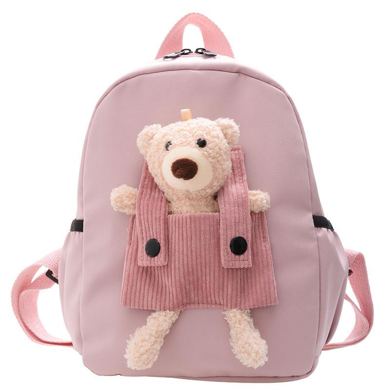 Cartoon Toddler School Backpack With Cute Bear Pendant And Lightweight Design