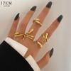 Gold Color Irregularly Rings Set For Women Vintage Heart Butterfly Geometric Hollow Ring Fashion Party Jewelry Gifts