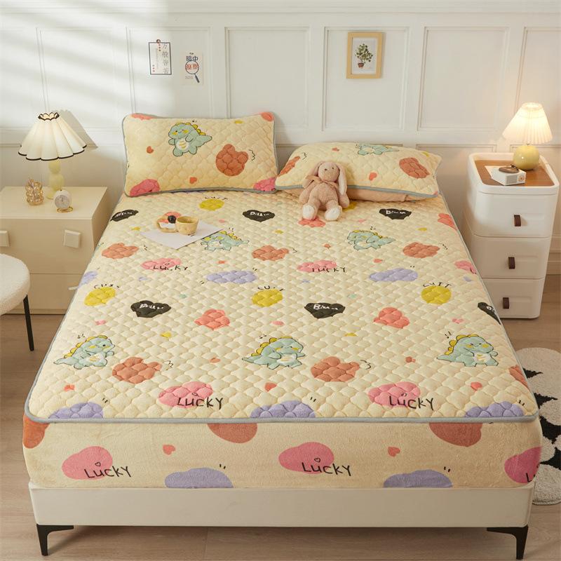 Новые стеганые простыни из молочного бархата, приятное для кожи антибактериальное покрывало с принтом, чехол для кровати, защитный чехол Simmons