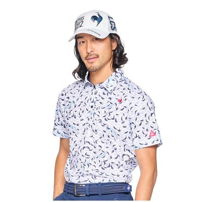 Coq Sportif cool to high WH00 [Le Golf] Рубашка с короткими рукавами, сплошной рисунок, влагоотводящая, быстросохнущая, эластичная, приятная на ощупь, дышащая,