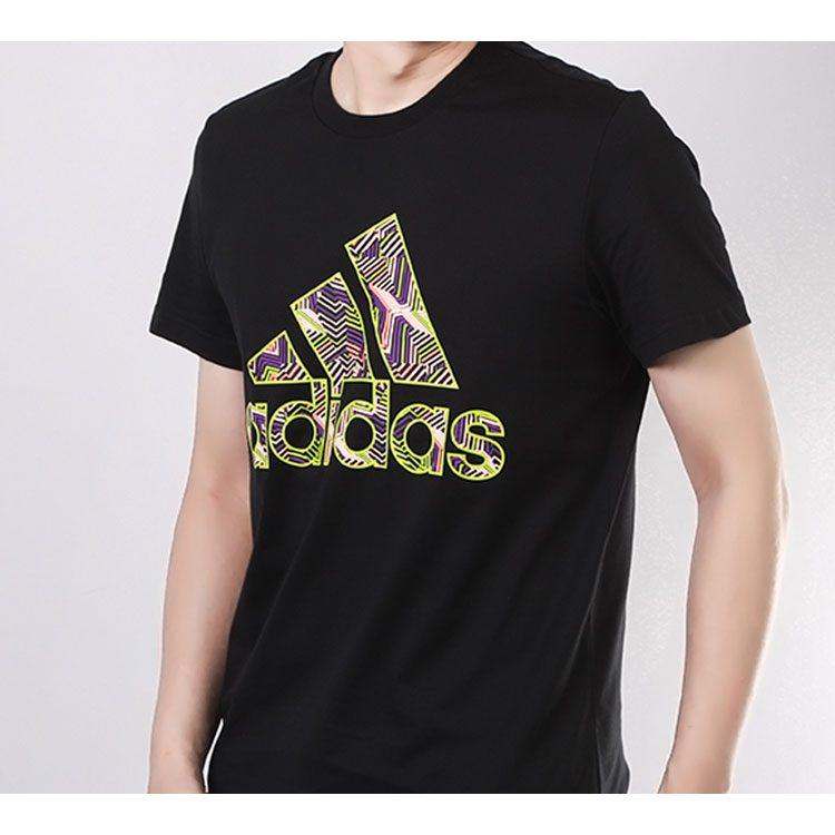 adidas Футболки Мужские Черные С Круглым Вырезом Умеренный Прямой Крой GK1703