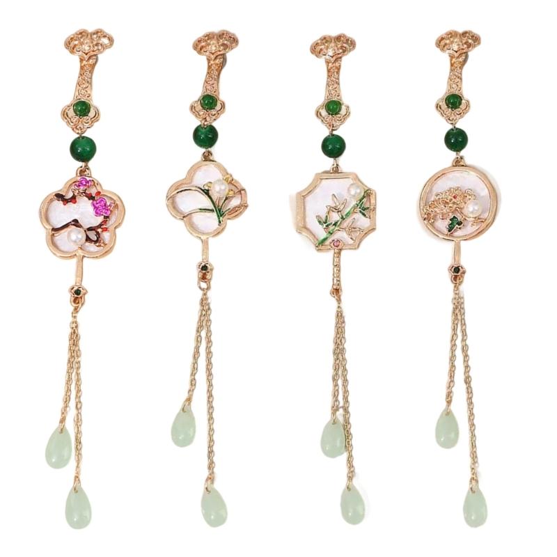 Artistic Plum Blossoms Orchids Bamboo Chrysanthemum Metal Pin Traditional Cultural Jewelry Gift For Women Fashionistas