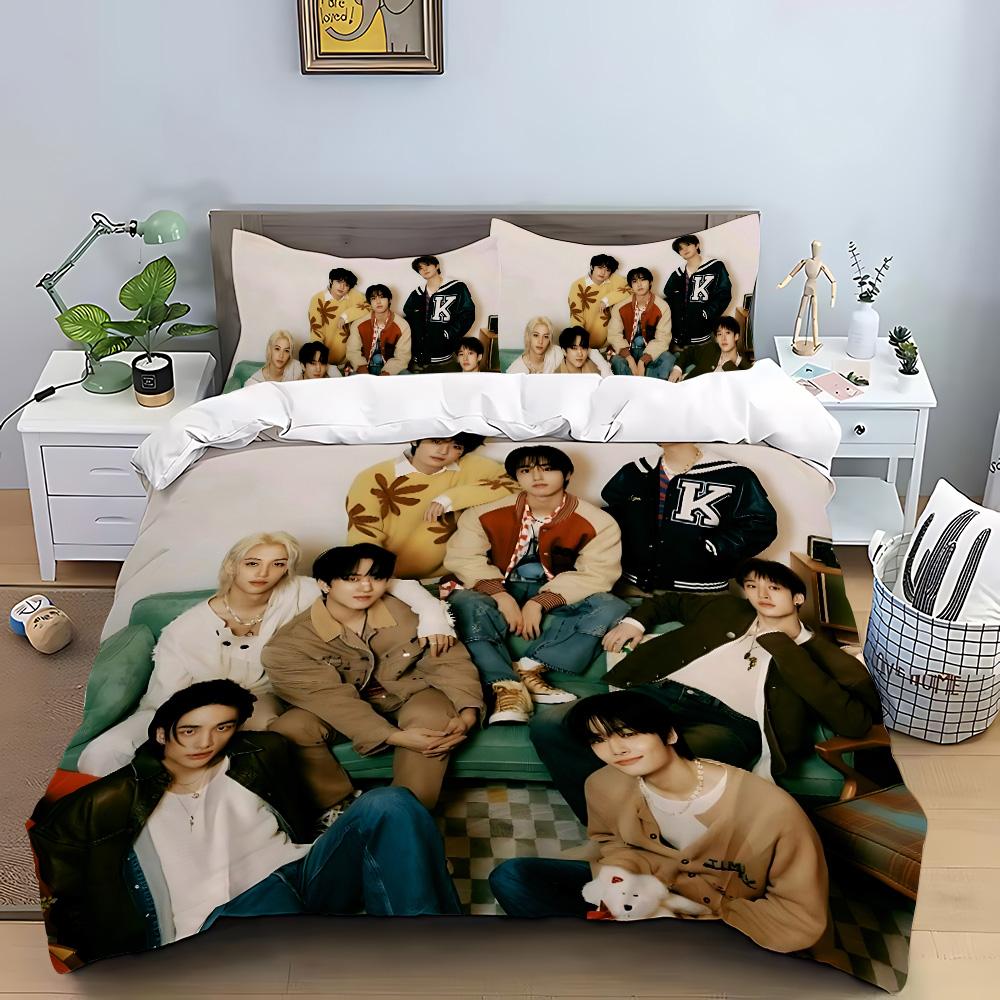 Постельное белье KPOP Пододеяльник Наволочка S-Stray-K-Kids Комплект для кровати Взрослый Мальчик Девочка Декор спальни Детский подарок Односпальный Двуспальный Большой размер