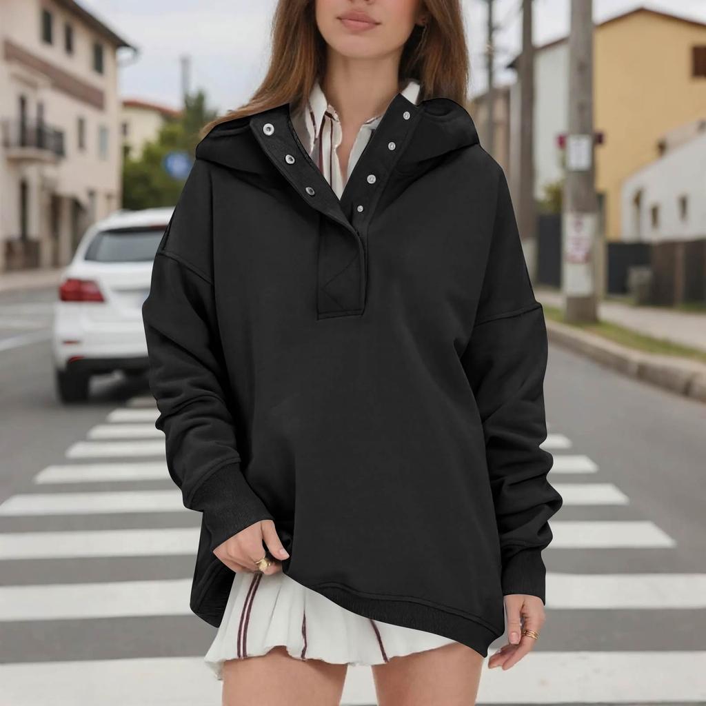 Women's Fashion Casual Solid Color Hoodie Long Sleeve Hoodie
