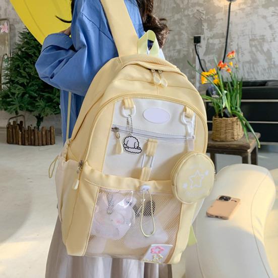 Рюкзак для ноутбука для девочек Водонепроницаемый рюкзак с прозрачным передним карманом Рюкзак большой вместимости с мягкими лямками для школы, улицы, путешествий