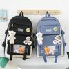 Large-capacity Elementary School Junior High School Students Backpack  Five-piece Cute Suit and Bunny Radish Doll Pendant Backpack Multi-compartment