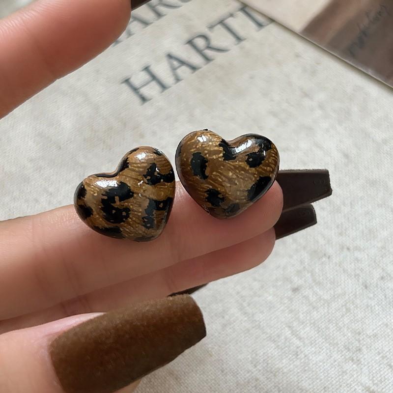 Серьги-гвоздики из серебряной иглы, из смолы и искусственной кожи с леопардовым принтом, геометрические, круглые, в виде цветка, осенне-зимние, нишевые, высокого класса, женские