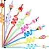 8pcs Cartoon Reusable Straws Vibrant Drinking Straws Ice Cream-Shaped Straws  Party