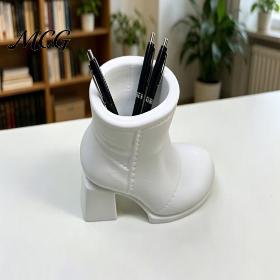 One-piece Molded Box Storage Box, 3D Printed One-Piece Molding Dried Flower Vase, High-Heeled Smooth Curved Surface Boot Pen Holder, Desktop Organizer