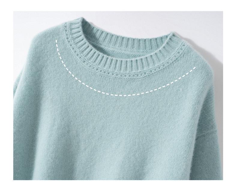 Women's Thickened Cashmere Loose Knit Sweater with Vertical Stripes and Hollow Round Neck - Autumn/Winter 2025 Collection