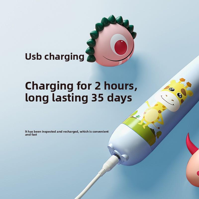 Детская электрическая зубная щетка DuPont мягкая щетина водонепроницаемая USB зарядка детская зубная щетка с силиконовой подставкой