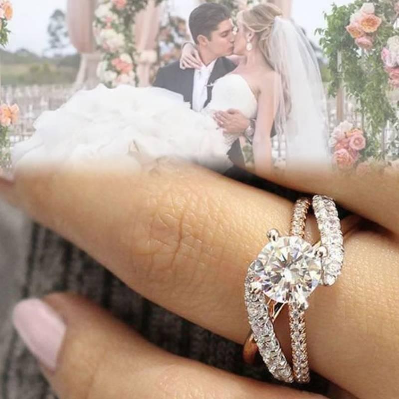 Exquisite Rose Gold Zirconia Ring For Women European And American Style Jewelry