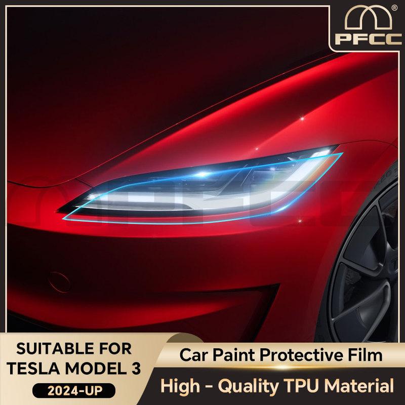 Предварительно вырезанная пленка для защиты краски для Tesla Model 3 Highland 2024 Автомобильная прозрачная PPF TPU Прозрачная пленка для фар Зеркал Заднего вида Наклейка на кузов