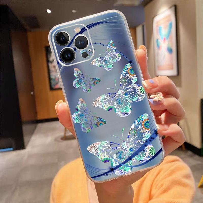 Phone Case For iphone 17ProMax Air 16 15 14 13 Pro Max 15 16 Pro 15Plus Colorful butterfly Flower