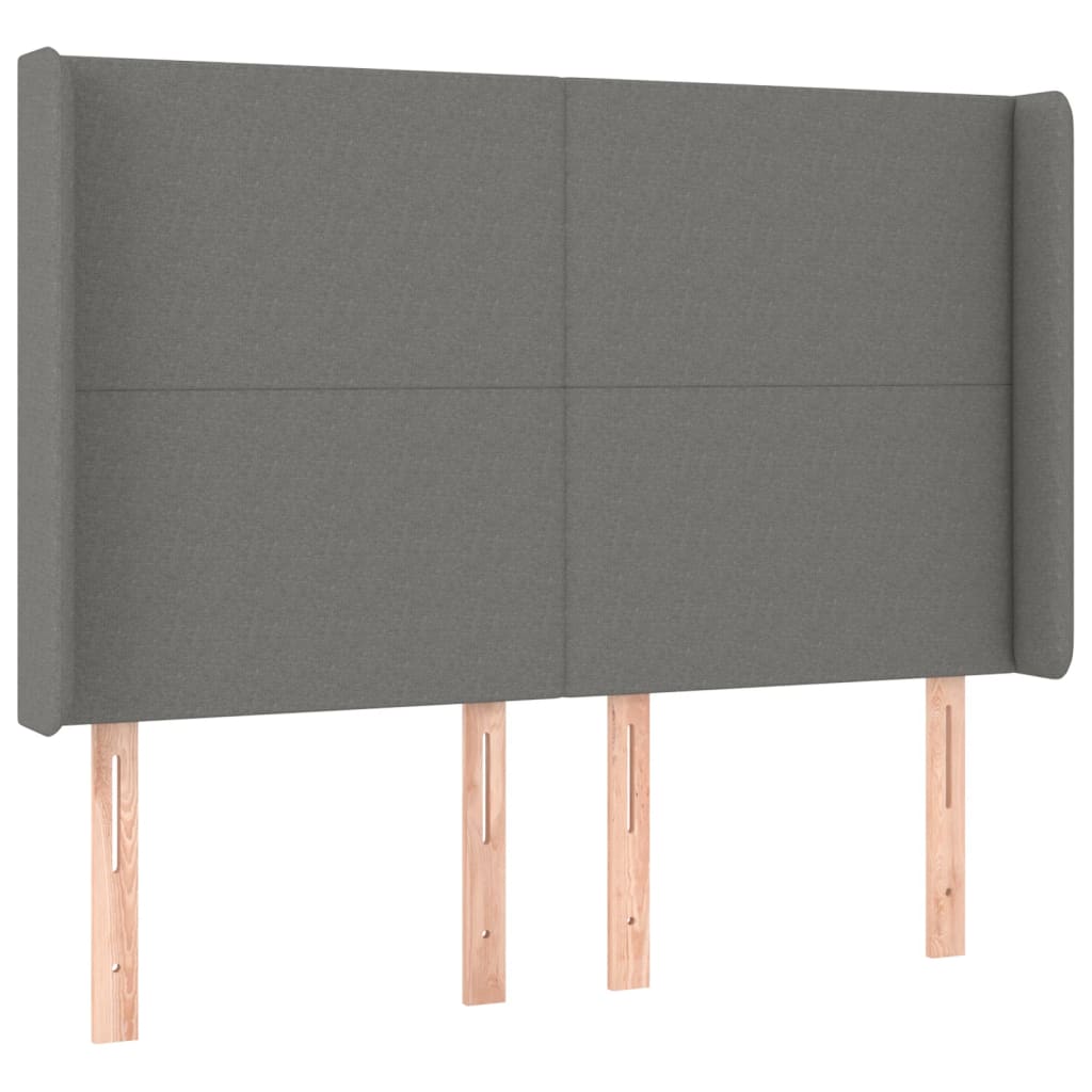 Box Spring Bed with Mattress & LED Dark Grey 140x190 cm Fabric