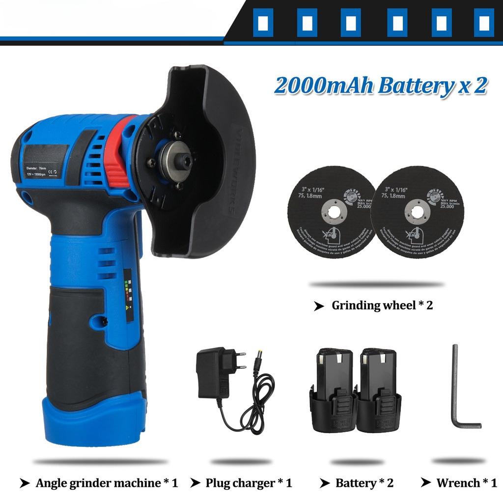 Электрический резак 12 В с отрезными кругами Аккумуляторная бесщеточная угловая шлифмашина 2000 Вт Мини-беспроводная полировальная шлифовальная машина