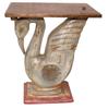 Handicrafted Swan Design Wooden Side Table | Carved Bird Accent Table with Textured Top | Artisan Furniture Piece, Coffee Table Art Decor