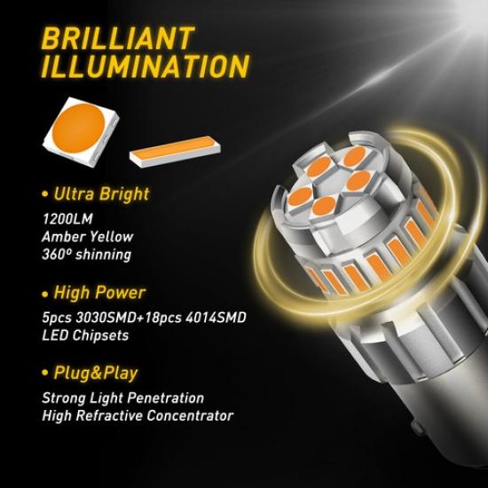 2Pcs AUXITO Pure Red 1156 LED Brake Tail Light Bulbs Error Free Anti Hyper Flash