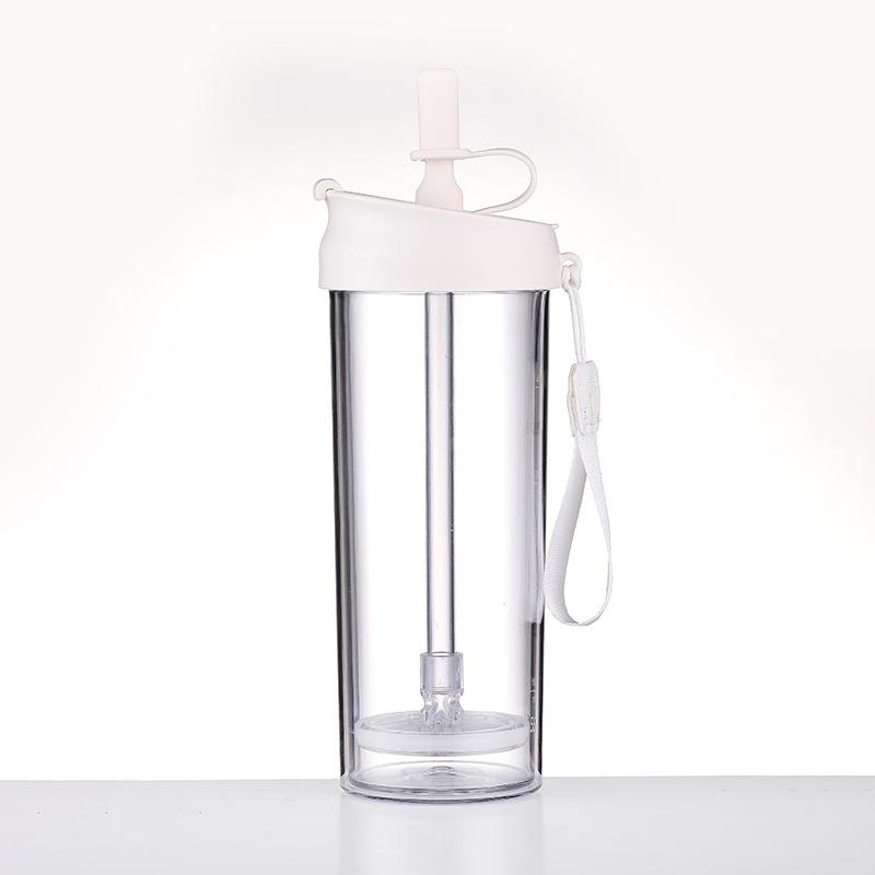 Пластиковая бутылка для воды, портативная, с трубочкой, ситечко для фруктов, чашка для чая, сока, фитнеса, спорта, отдыха на природе, бутылки для путешествий, чайник, прозрачный