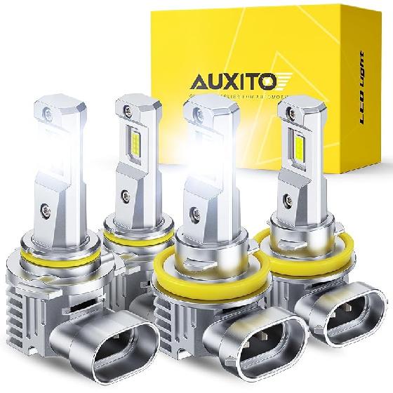 AUXITO 9007 Light Bulbs, 6500K Cool White 40000LM Per Set, HB5 Halogen Raplacement Fog Lights With Fan, Wireless Plug And Play, Canbus Ready, Pack Of