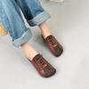 Johnature Retro Handmade Genuine Leather Comfortable Super Toe Soft Sole Casual Women's Flat Shoes