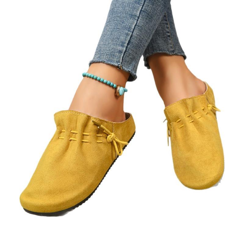 Новые ретро женские полушлепанцы на шнуровке и толстой подошве