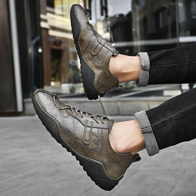 Модная обувь Мужская кожаная обувь высокого качества ручной работы из кожи Мужская обувь на шнуровке Удобная повседневная обувь Мокасины Мужские Zapato De Hombre