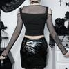 GMXIA Summer Women Dark Style Fashion Spice Sexy Slim Punk Strapless Long Sleeve Top Woman