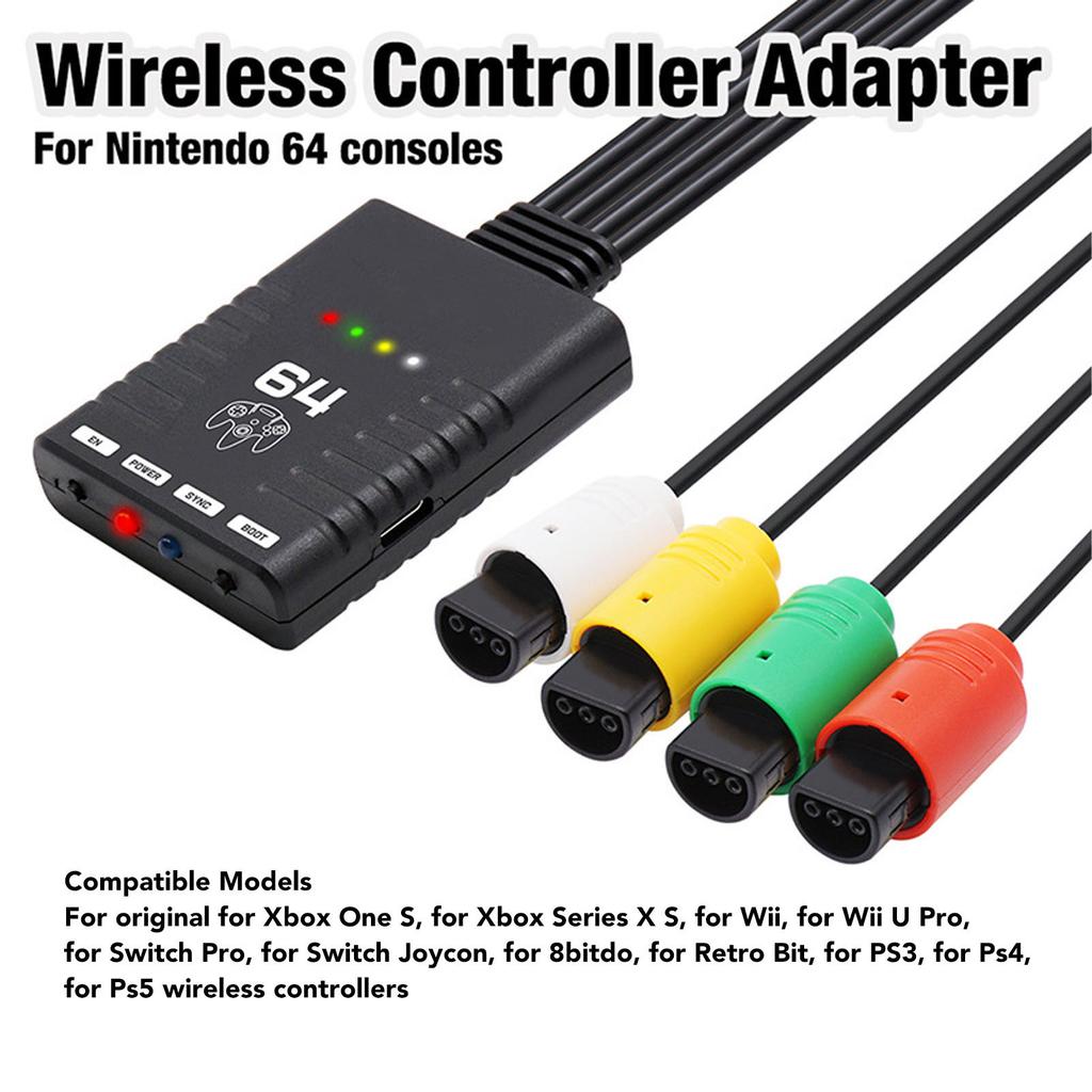 Беспроводной адаптер контроллера Поддержка 4 игроков Конвертер Bluetooth-контроллера для консоли N64 для PS3