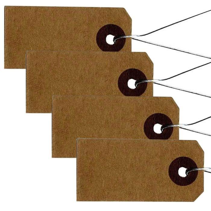 200 Kraft Labels 4 X 2 Cm with Metallic Wire