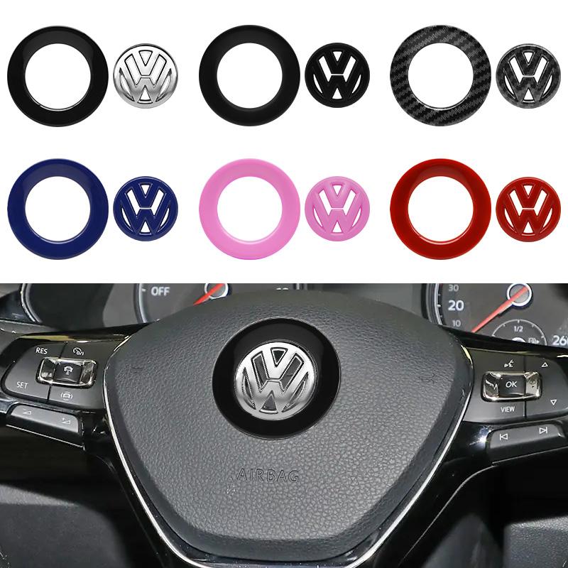 40mm 61mm ABS Car Steering Wheel Emblem Sticker For Volkswagen VW GTI Polo Passat Golf Caddy Jetta Sharan Logo Badge Accessories zw2