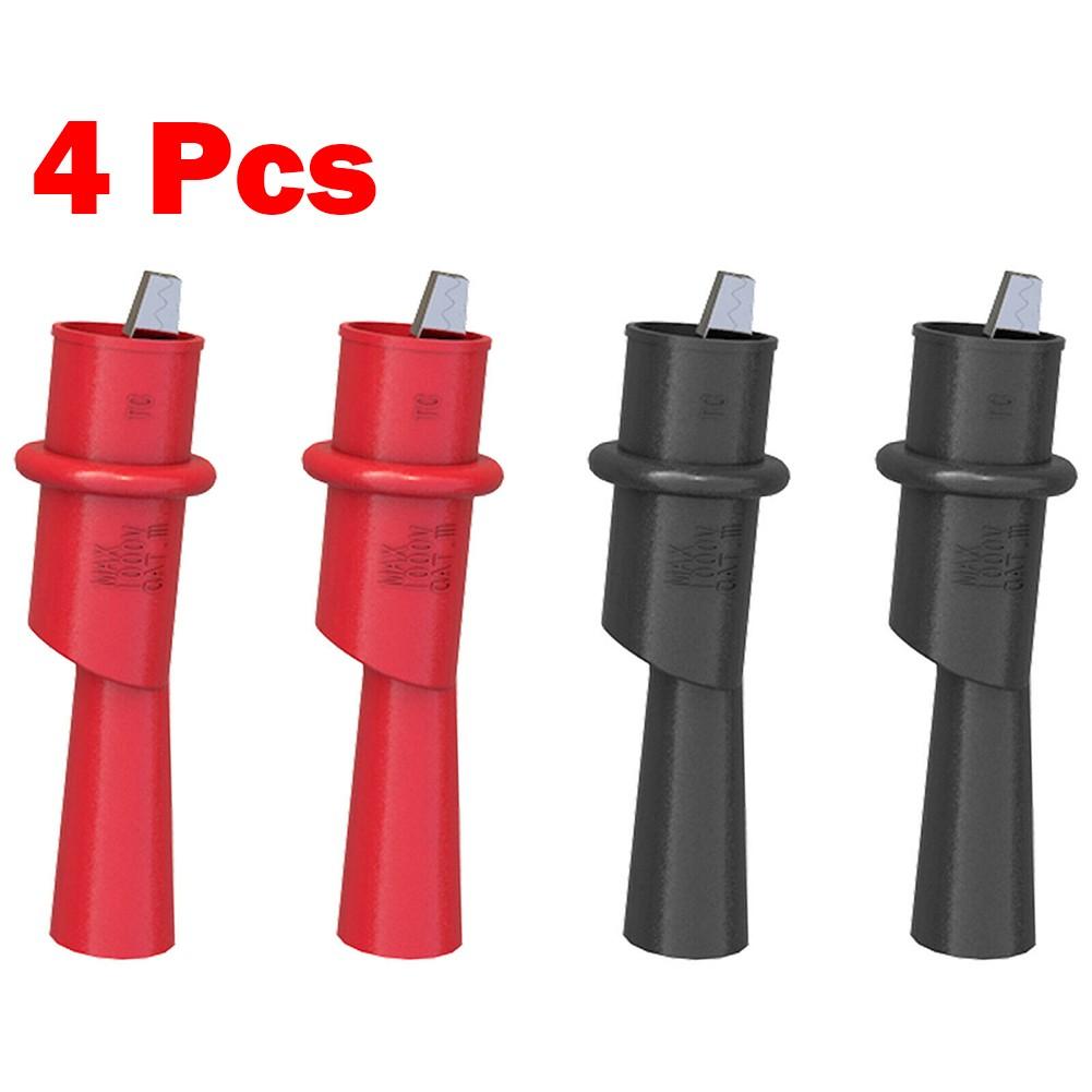 4pcs Multimeter Push On For Alligator Clip Insulated Crocodile Clamp for Electrical