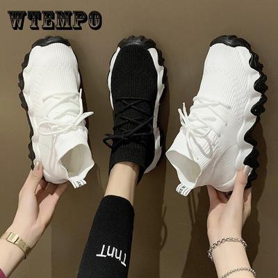 Носки, дышащая женская обувь с высоким берцем, модные кроссовки на плоской подошве, повседневные женские кроссовки из эластичной ткани