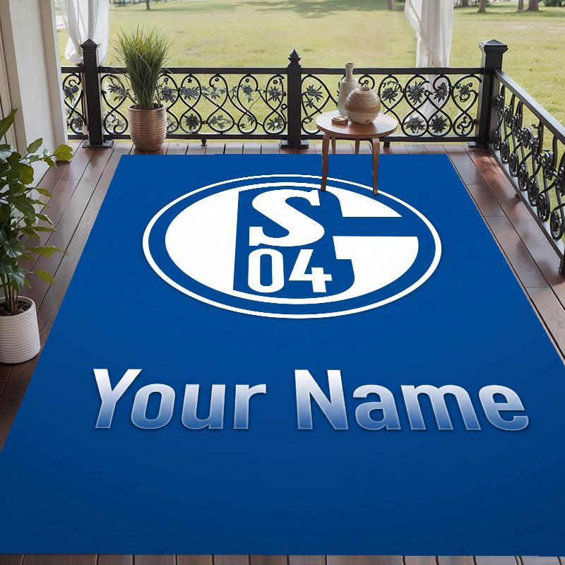 Custom Name Schalke 04 Crystal Velvet Floor Rug Personalized Text Soft Carpet Home Decor