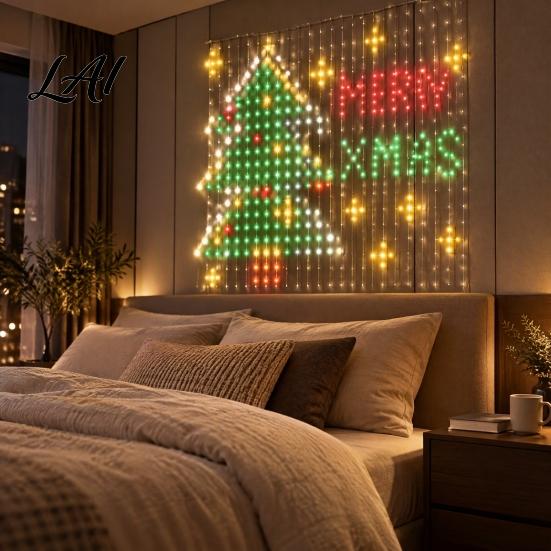 Addressable RGB String Lights Smart Curtain Light APP Control Christmas Light with DIY Animated Display And Music Sync Dynamic Party Decorations 400