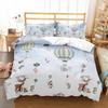 Air Balloon Duvet Cover Set Single King Cartoon Animal Bedding Set Cute Sika Deer Elephant Comforter Cover for Kids Teens
