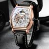 Retro Luxury Tonneau Business Wristwatch Hollow Skeleton Mens Automatic Mechanical Watch Waterproof Moon Phase Tourbillon Watches
