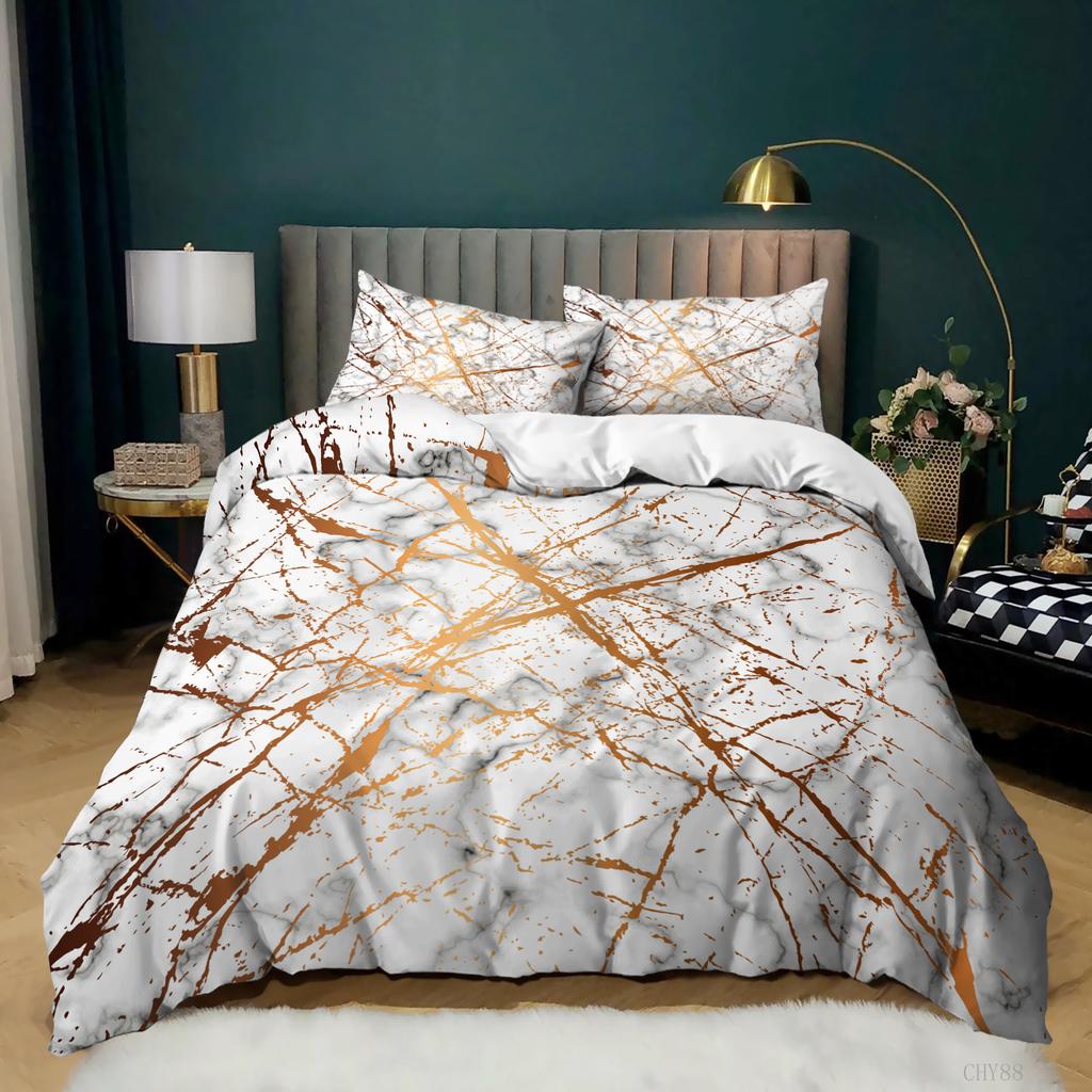 Home Textile Marble Texture Three-Piece Gradual Change Quilt Cover Digital Printing Bedding